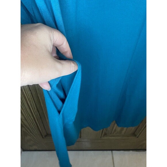 Eileen‎ Fisher Women's Size Small Teal Jersey Shirt Short Sleeve Dress - Picture 3 of 6